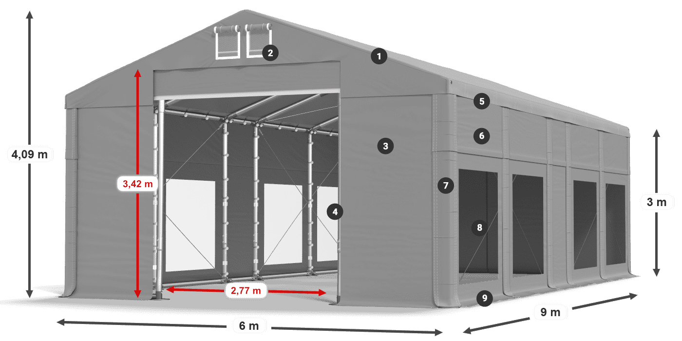 Strecha: MS 580 PVC Steny: MS 580 PVC 3m legenda