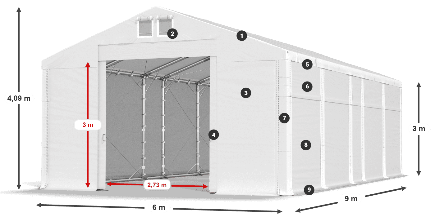 Strecha: MS 580 PVC Steny: SD 500 PVC 3m legenda
