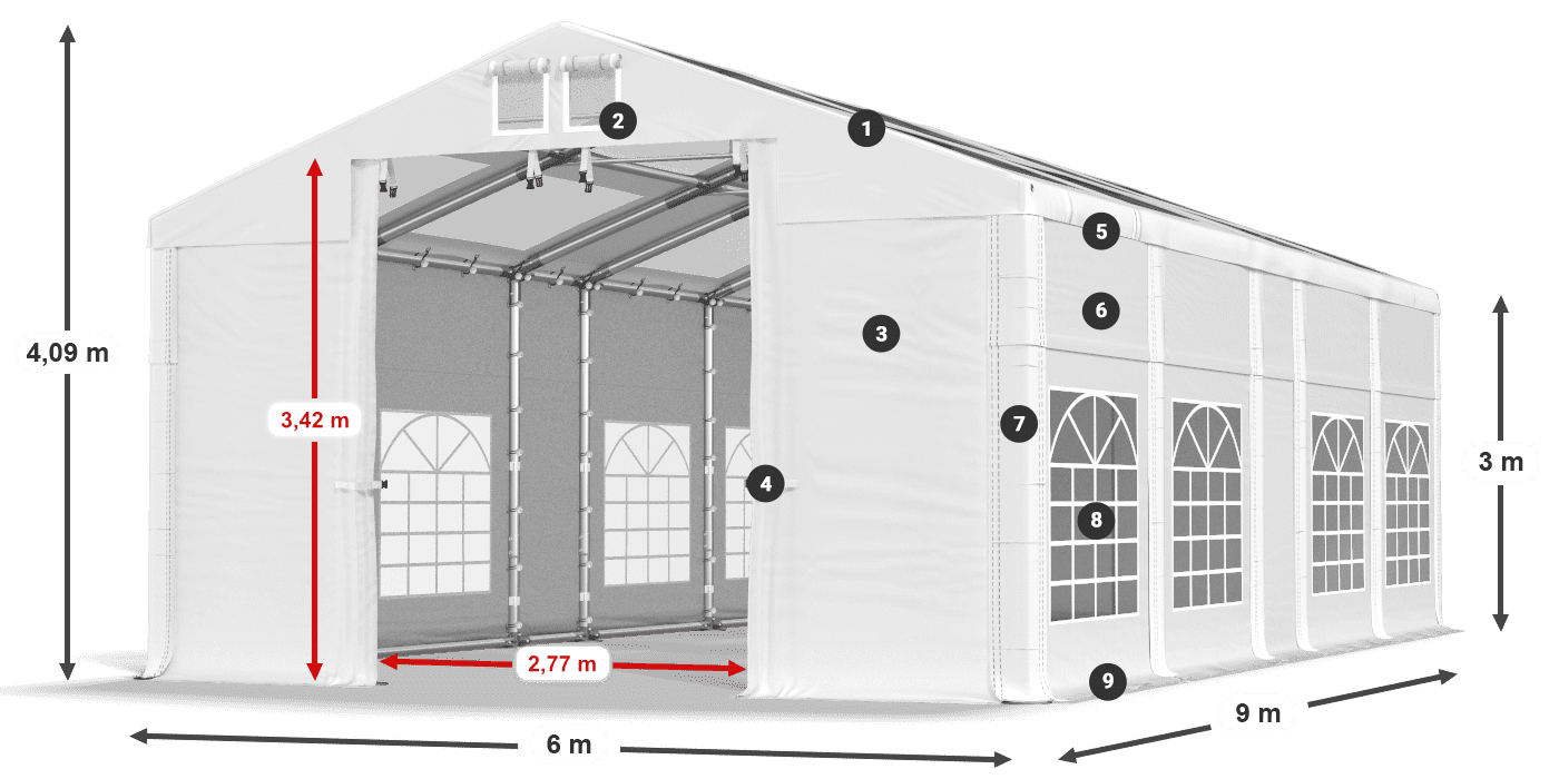 Strecha: MS T 580 PVC Steny: SD I 500 PVC 3m legenda