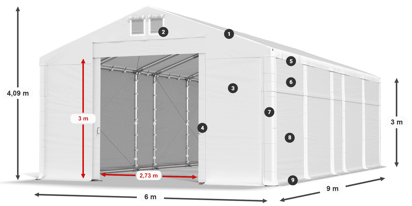 Strecha: MS 580 PVC Steny: SD 500 PVC 3m legenda