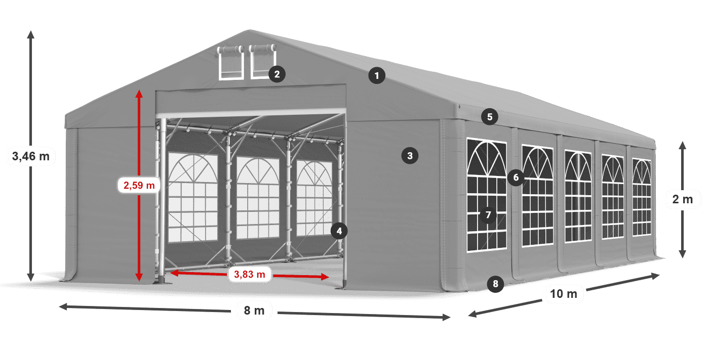 Strecha: FR 620 PVC Steny: SD 500 PVC 2 m legenda