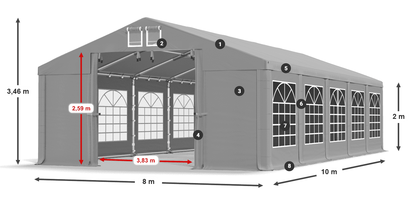 Strecha: FR 620 PVC Steny: SD 500 PVC 2 m legenda