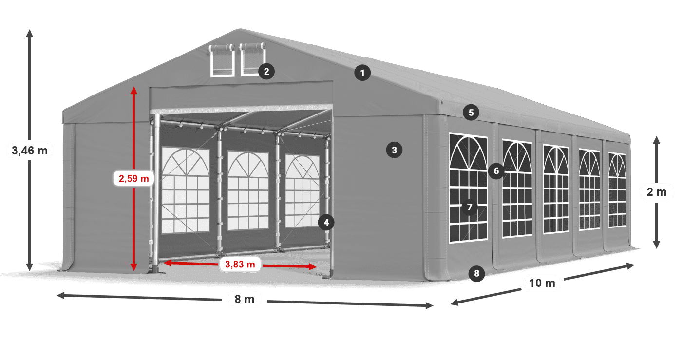 Strecha: FR 620 PVC Steny: SD 500 PVC 2 m legenda