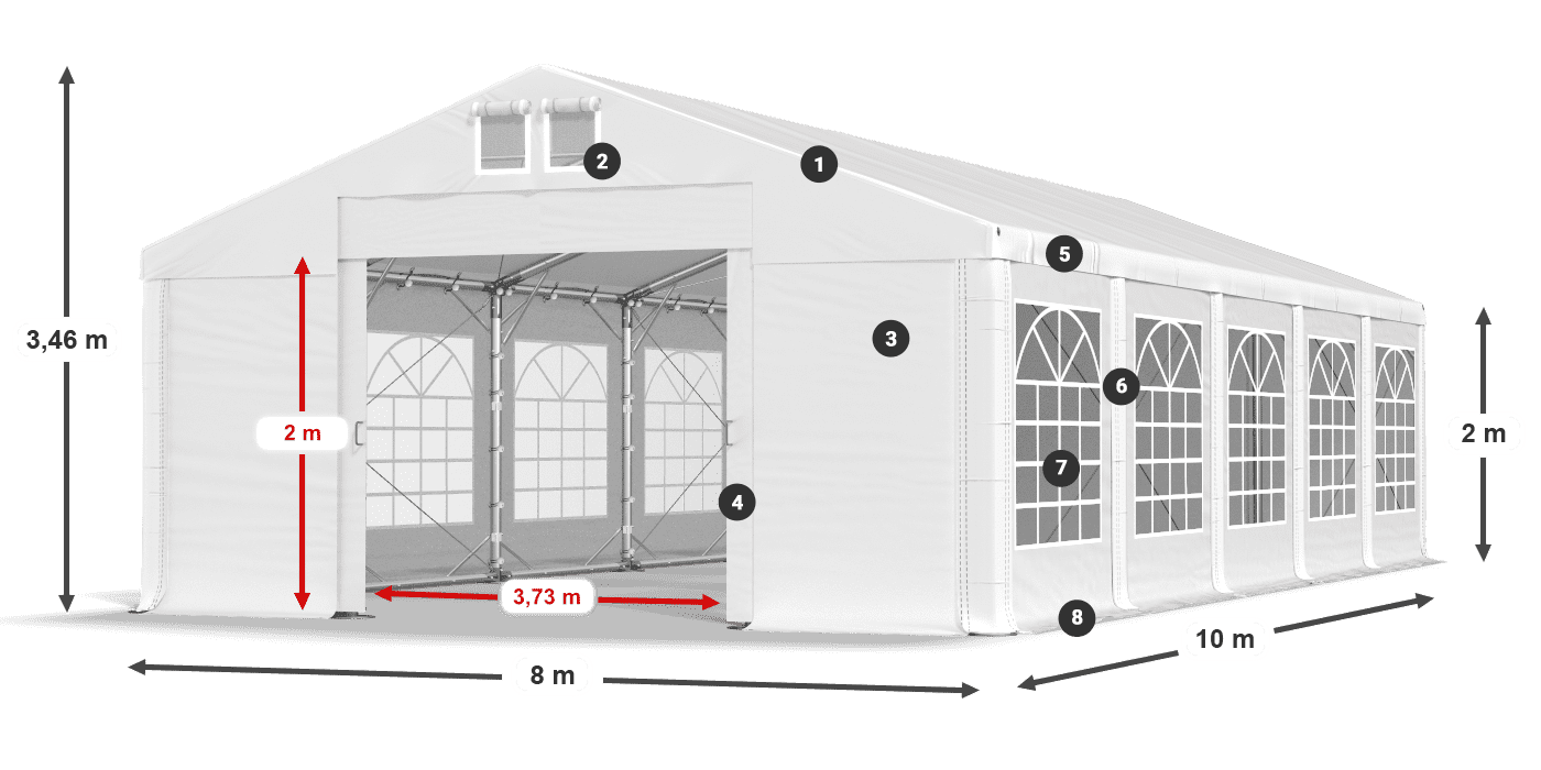Strecha: MS 580 PVC Steny: FR 620 PVC 2m legenda