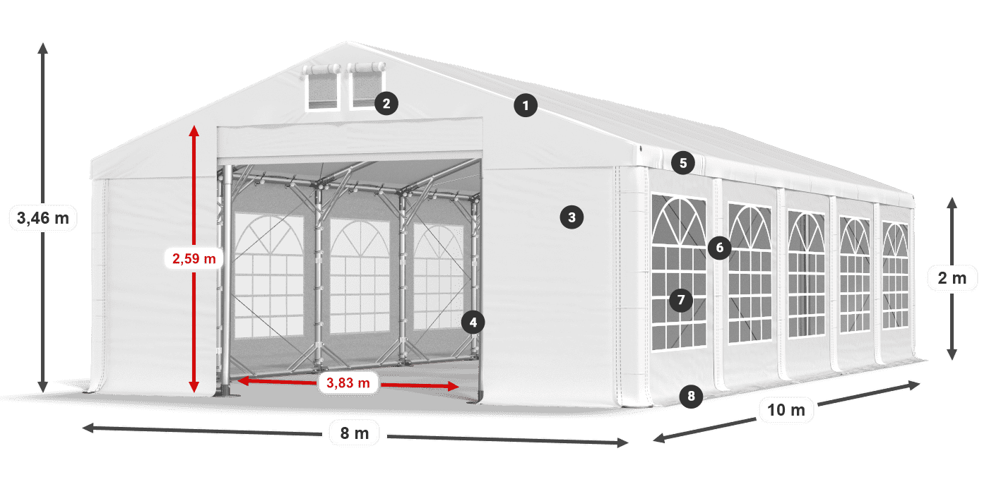 Strecha: MS 580 PVC Steny: FR 620 PVC 2m legenda