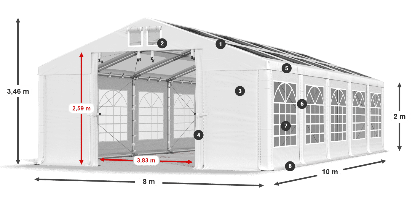 Strecha: MS 580 PVC Steny: SD 500 PVC 2 m legenda