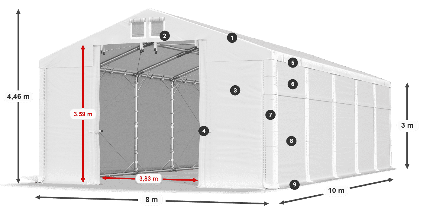 Strecha: FR 620 PVC Steny: SD 500 PVC 3m legenda
