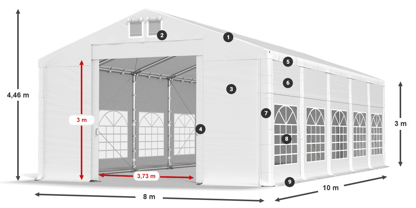 Strecha: MS 580 PVC Steny: FR 620 PVC 3m legenda