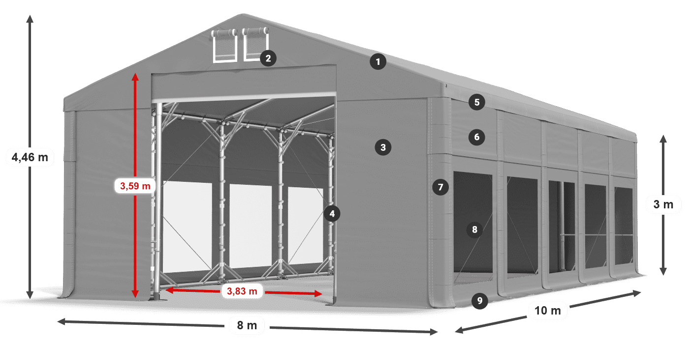 Strecha: MS 580 PVC Steny: MS 580 PVC 3m legenda