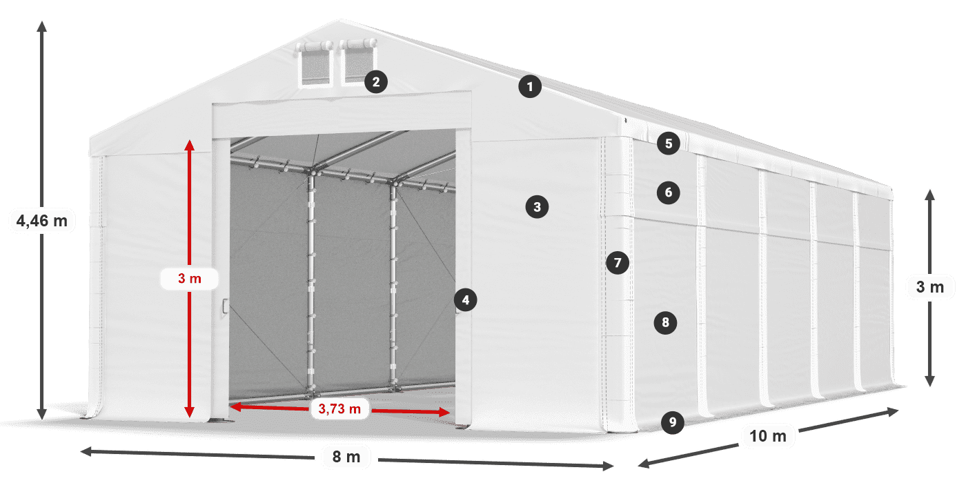 Strecha: MS 580 PVC Steny: SD 500 PVC 3m legenda