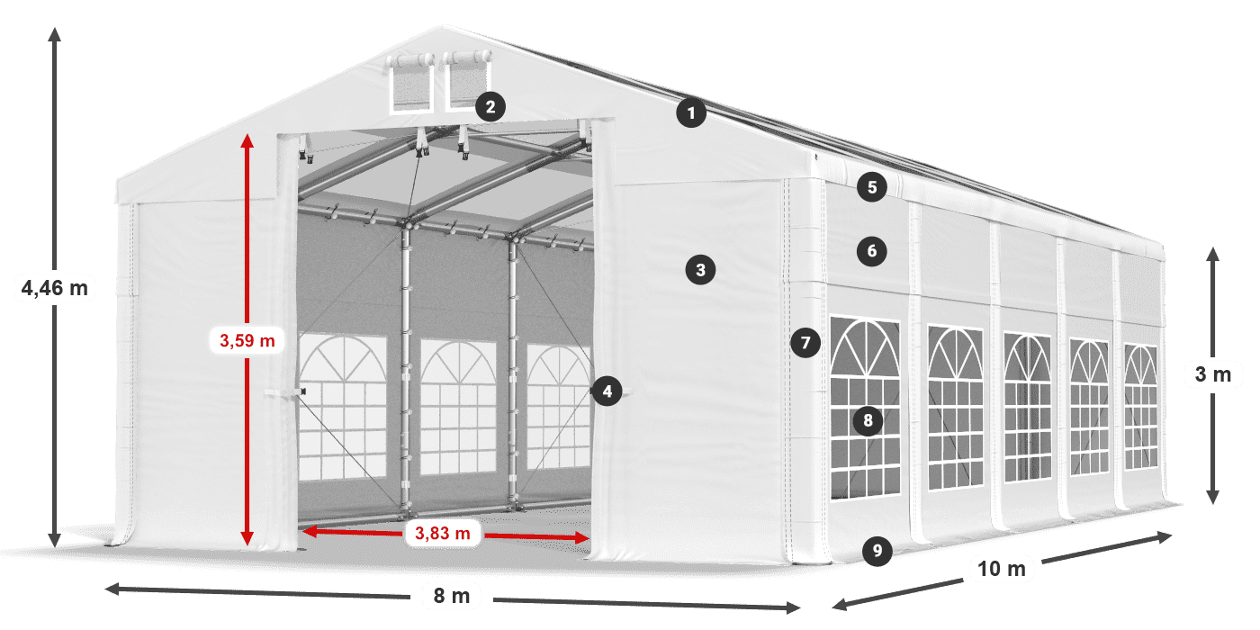 Strecha: MS T 580 PVC Steny: SD I 500 PVC 3m legenda
