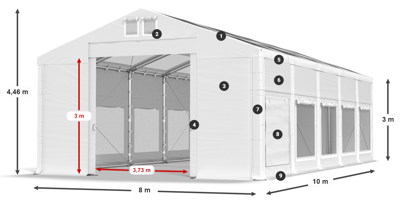 Strecha: MS T 580 PVC Steny: SD M 500 PVC 3m legenda
