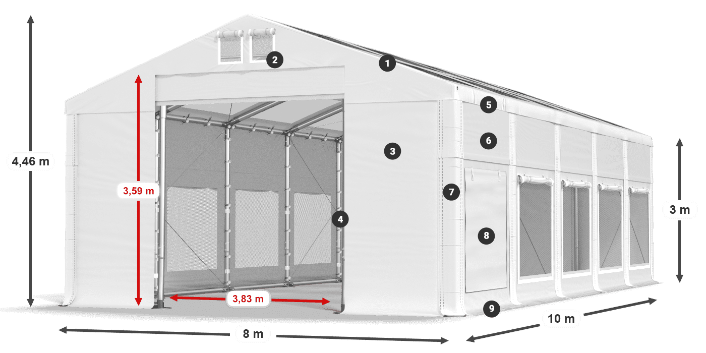 Strecha: MS T 580 PVC Steny: SD M 500 PVC 3m legenda