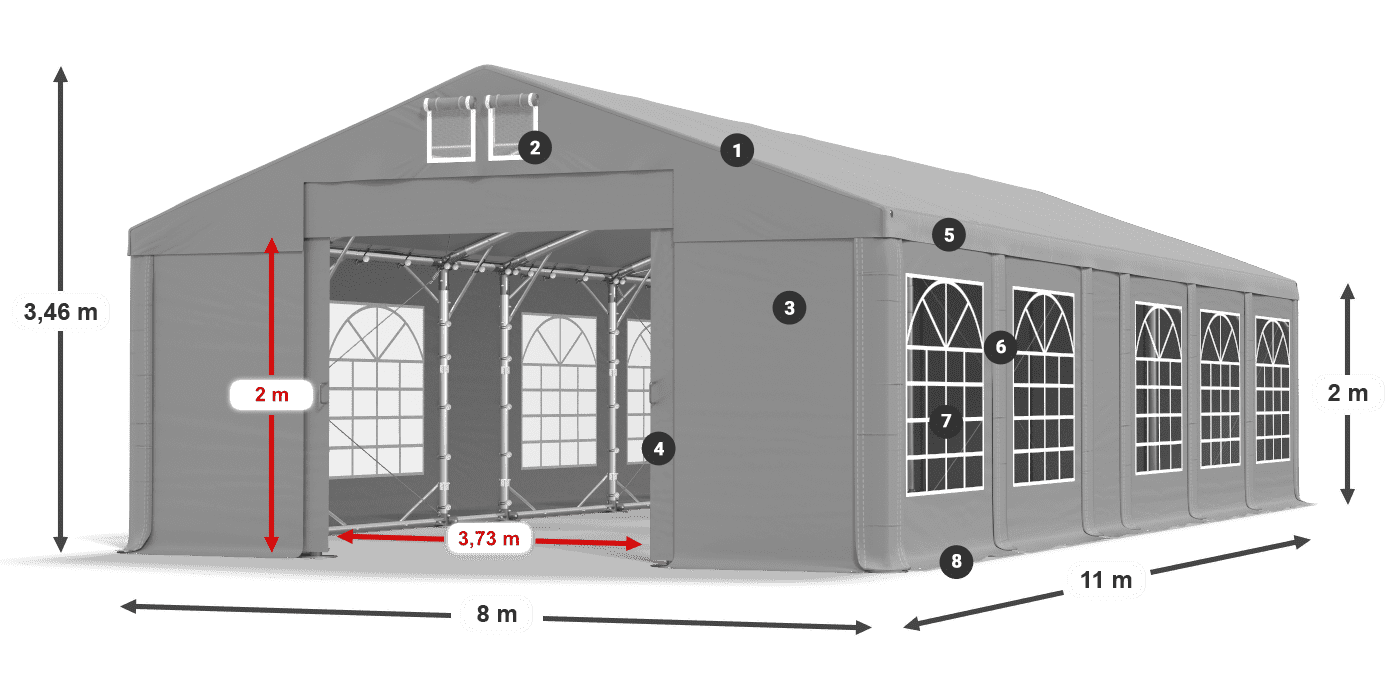 Strecha: FR 620 PVC Steny: SD 500 PVC 2 m legenda
