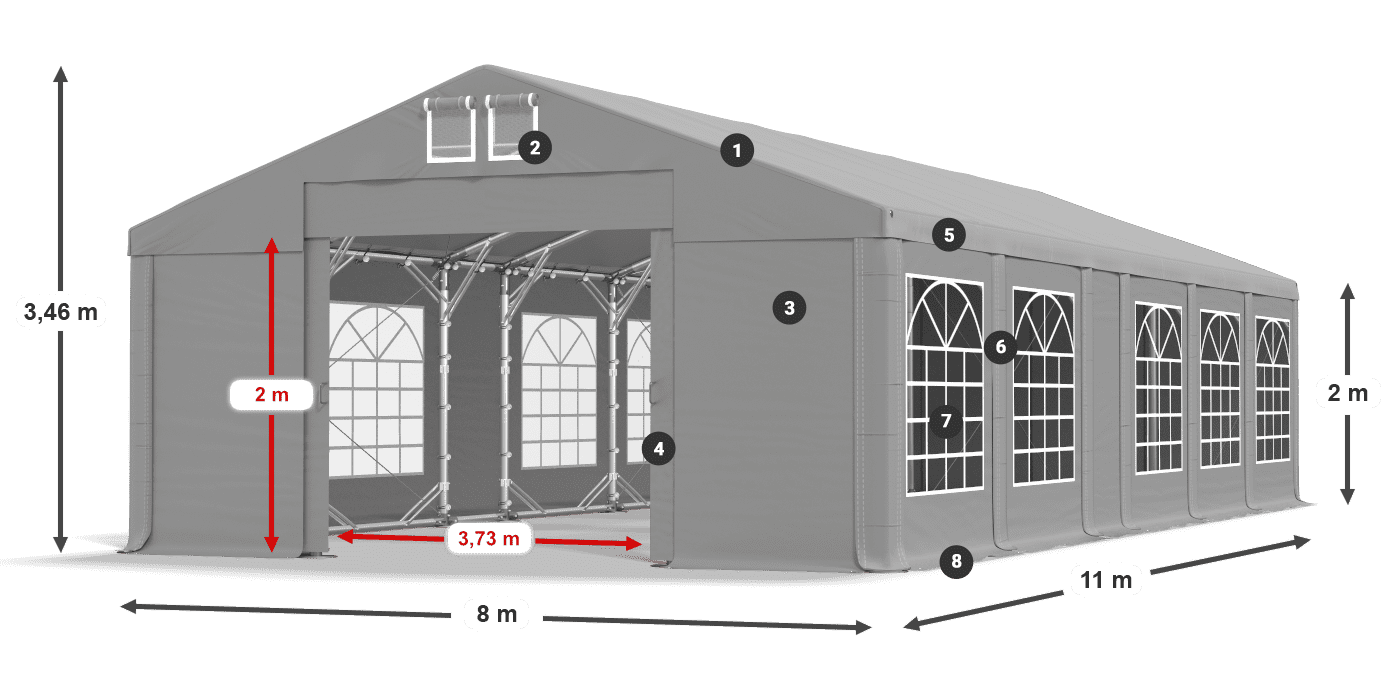 Strecha: FR 620 PVC Steny: SD 500 PVC 2 m legenda