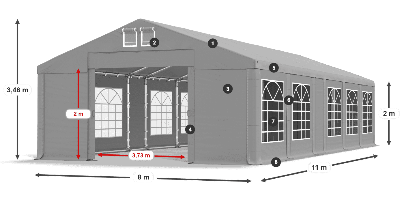 Strecha: FR 620 PVC Steny: SD 500 PVC 2 m legenda