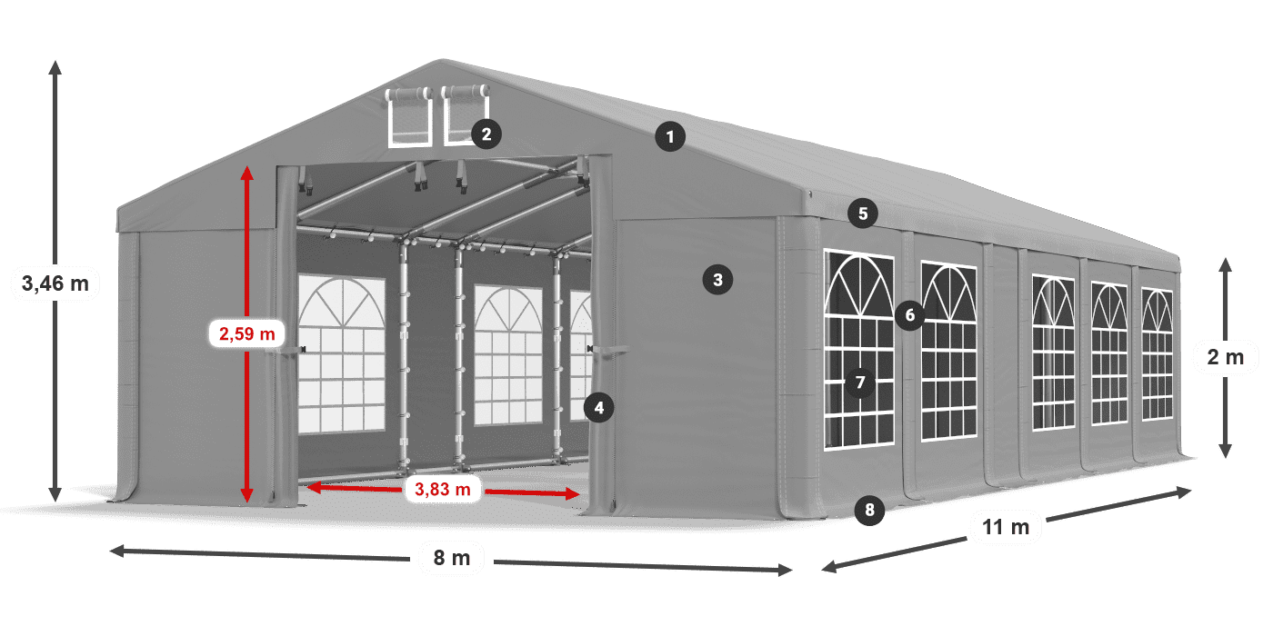 Strecha: FR 620 PVC Steny: SD 500 PVC 2 m legenda