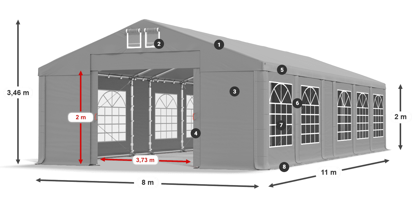 Strecha: FR 620 PVC Steny: SD 500 PVC 2 m legenda