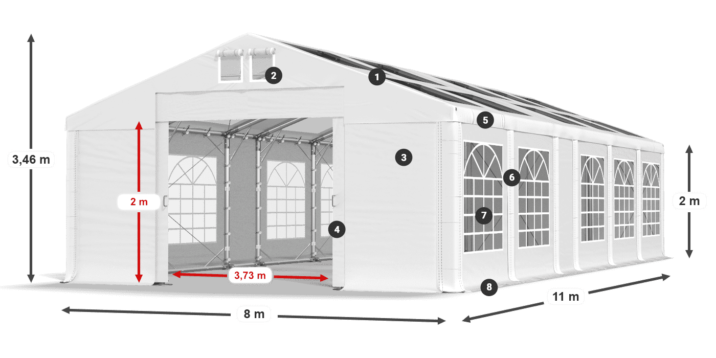 Strecha: MS T 580 PVC Steny: FR 620 PVC 2m legenda