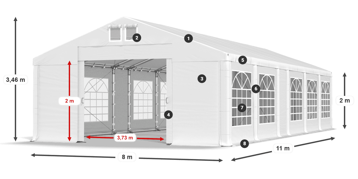 Strecha: MS 580 PVC Steny: FR 620 PVC 2m legenda