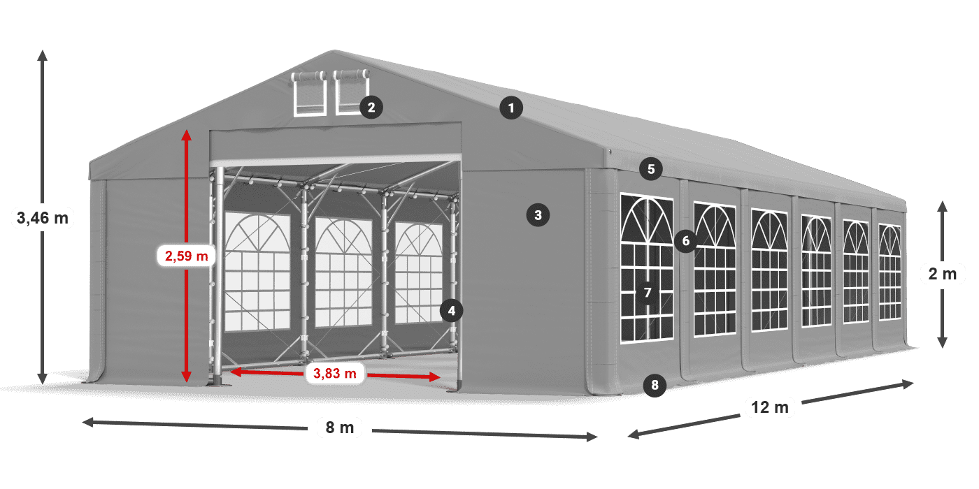 Strecha: FR 620 PVC Steny: SD 500 PVC 2 m legenda
