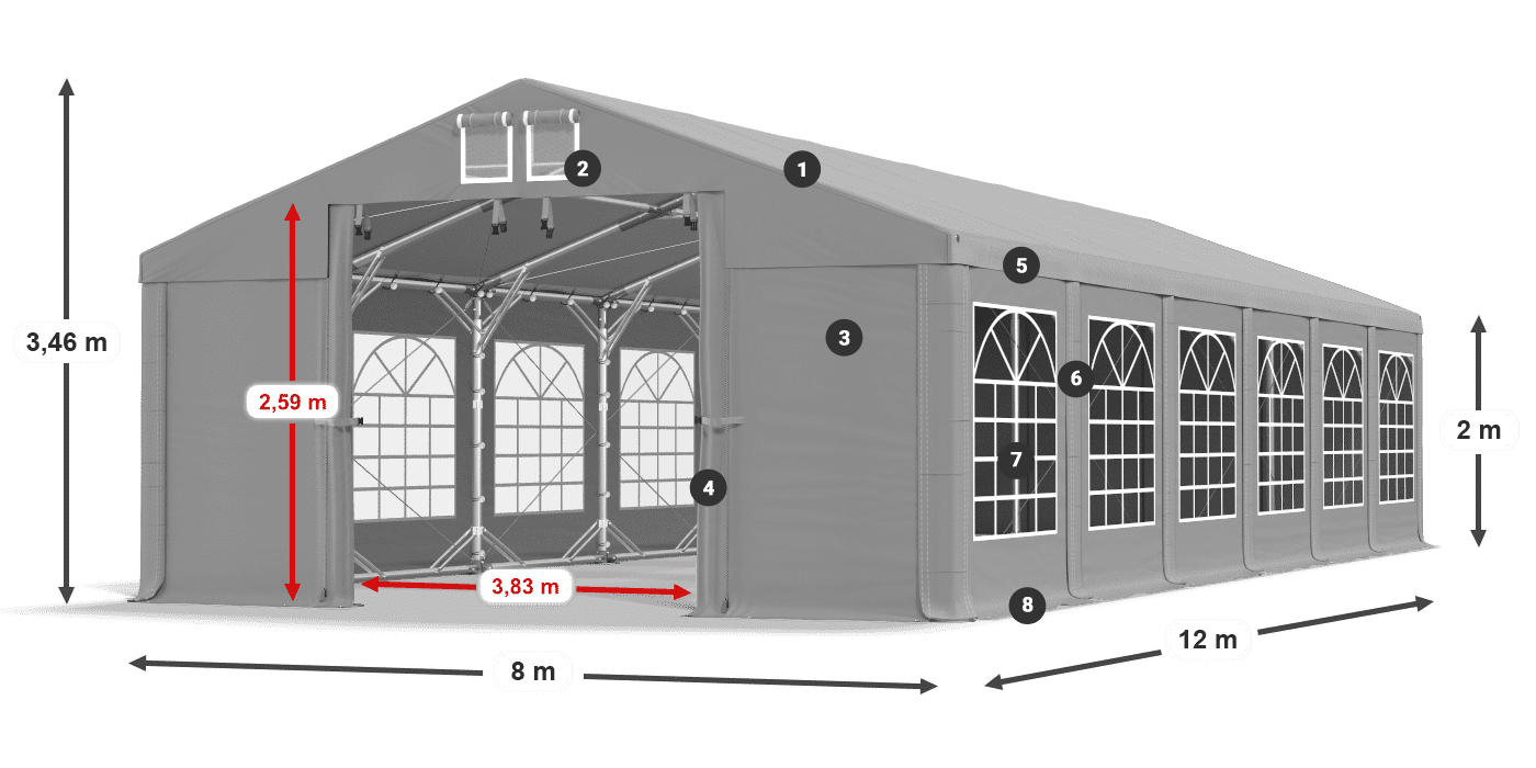 Strecha: FR 620 PVC Steny: SD 500 PVC 2 m legenda