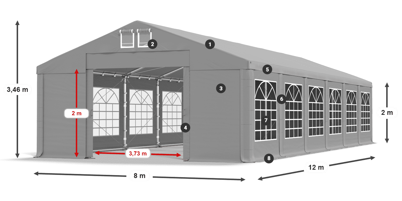 Strecha: FR 620 PVC Steny: SD 500 PVC 2 m legenda