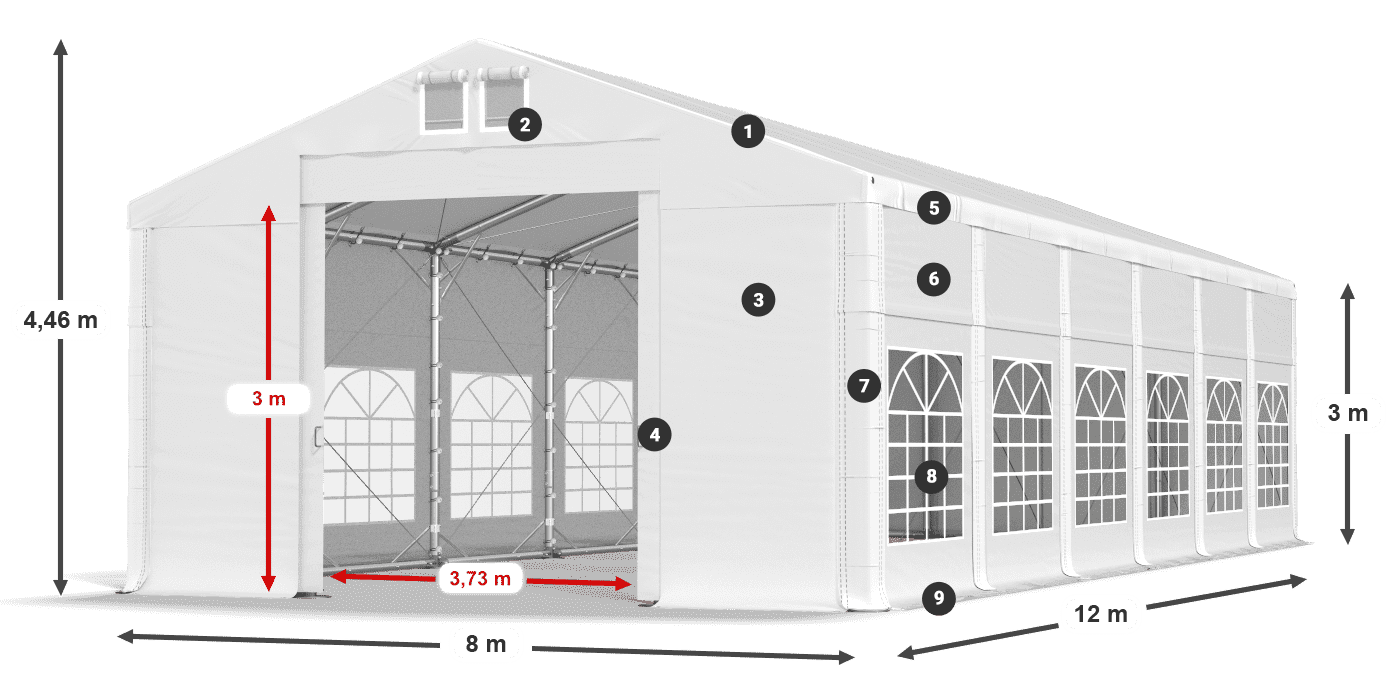 Strecha: FR 620 PVC Steny: SD 500 PVC 3m legenda