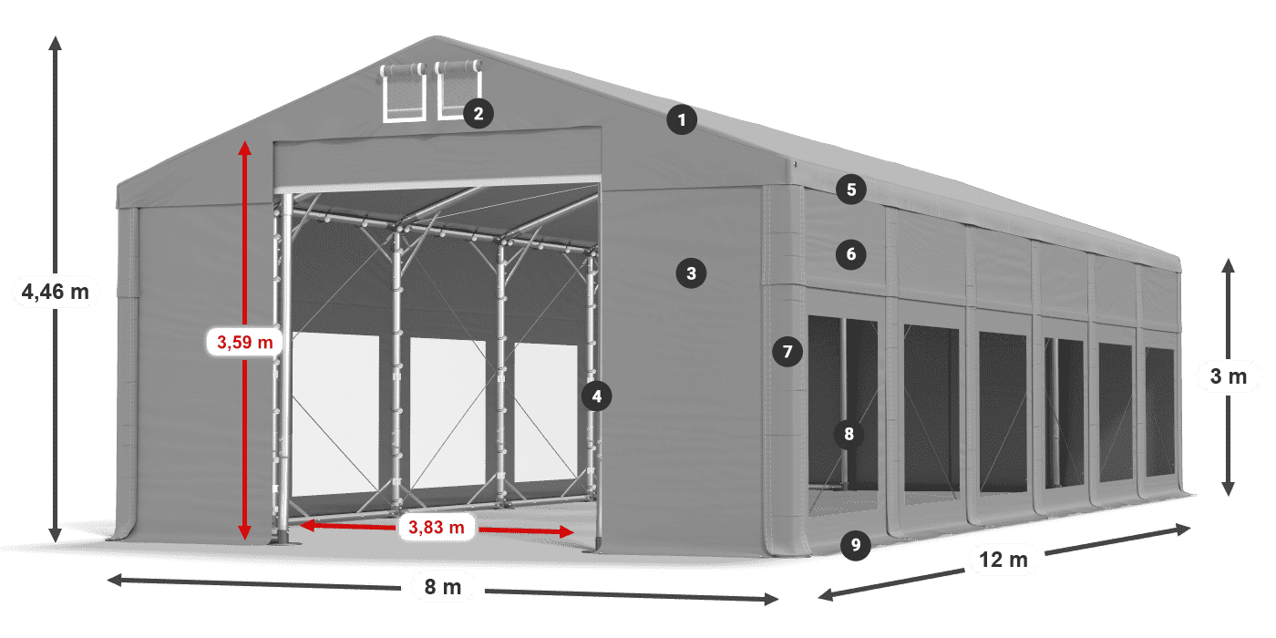 Strecha: MS 580 PVC Steny: MS 580 PVC 3m legenda