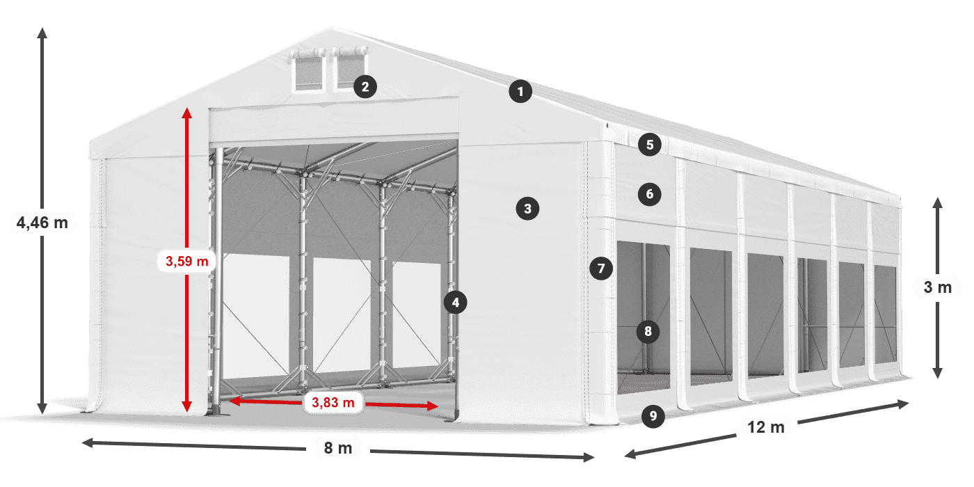 Strecha: MS 580 PVC Steny: MS 580 PVC 3m legenda