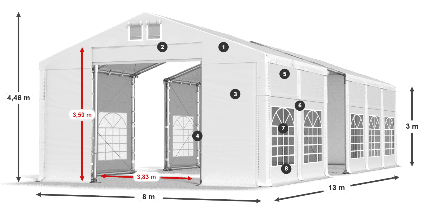 Strecha: MS 580 PVC Steny: FR 620 PVC 3m legenda