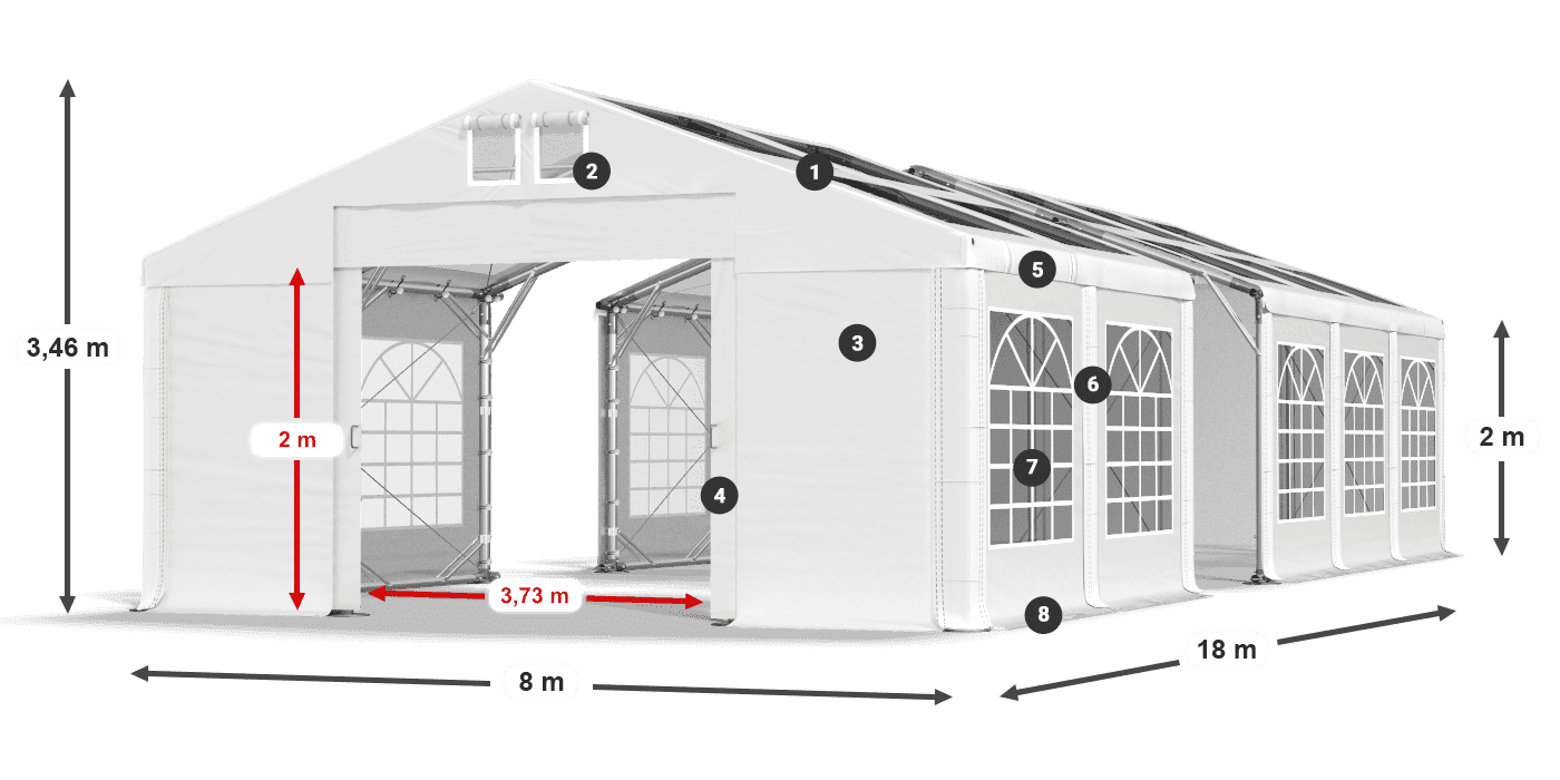 Strecha: MS T 580 PVC Steny: FR 620 PVC 2m legenda