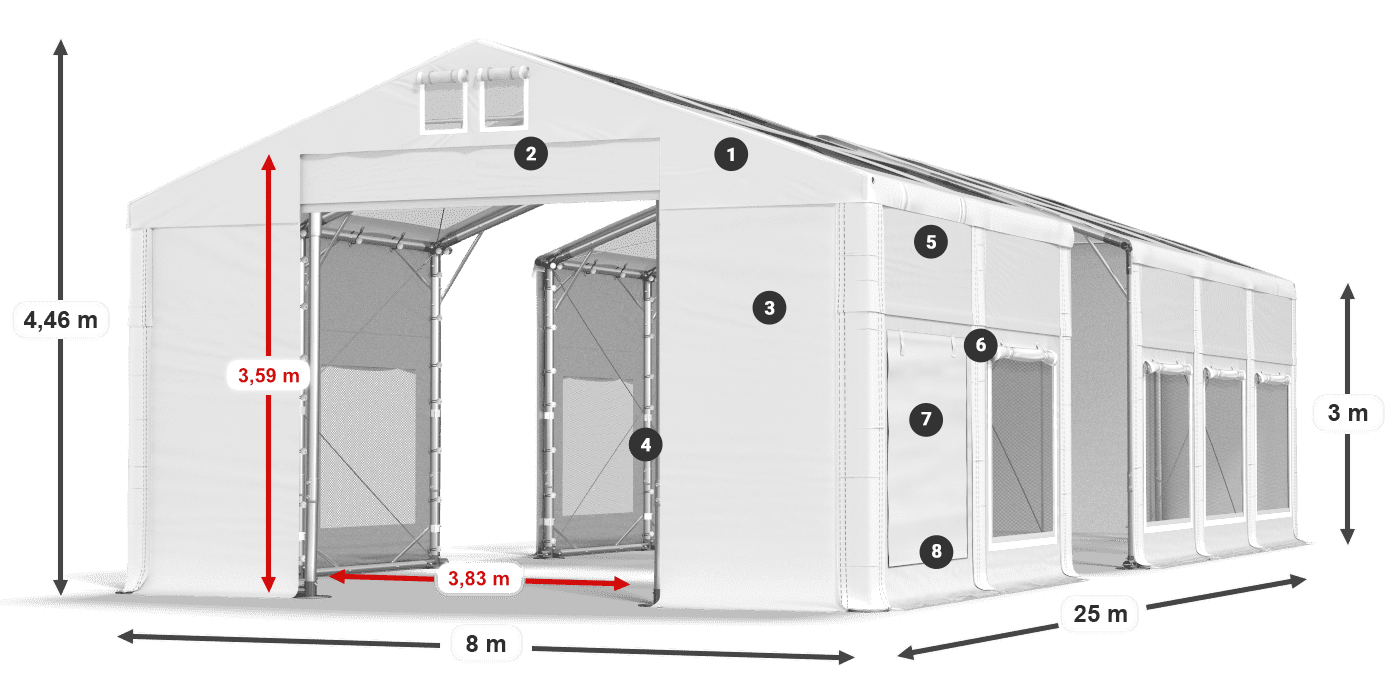 Strecha: MS T 580 PVC Steny: SD M 500 PVC 3m legenda