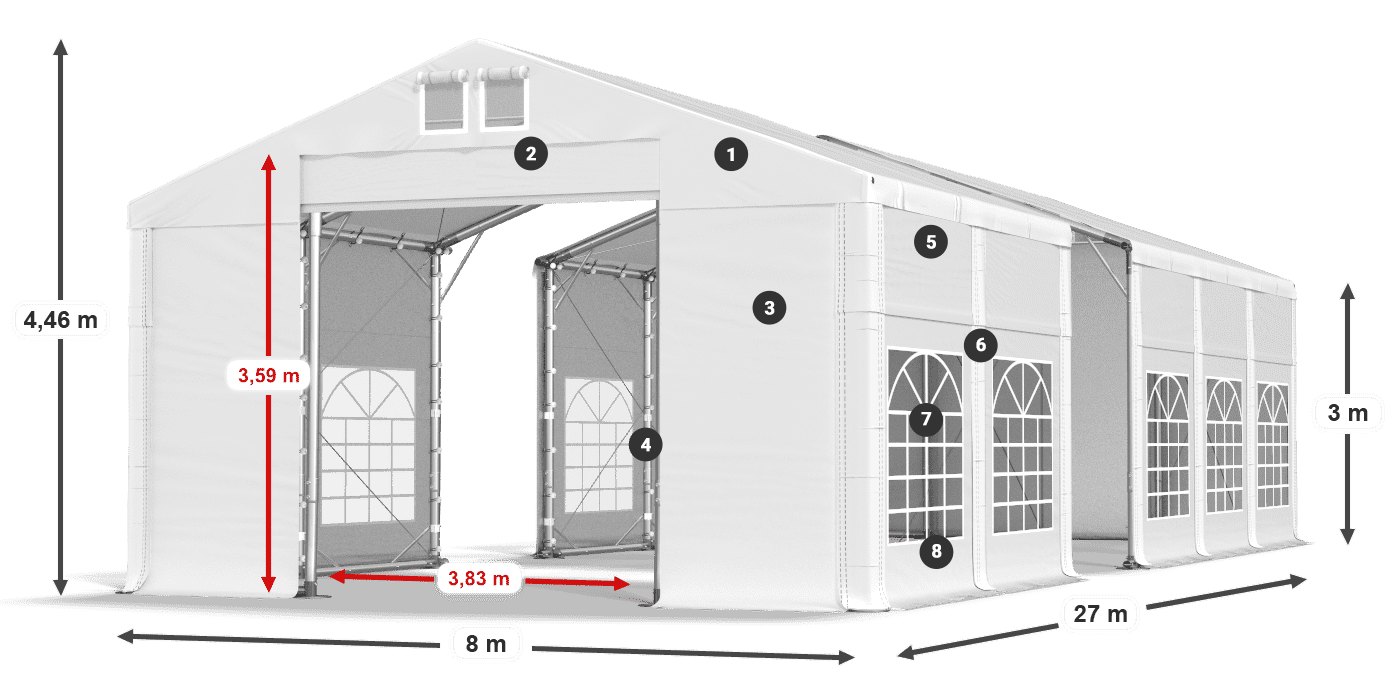 Strecha: MS 580 PVC Steny: FR 620 PVC 3m legenda