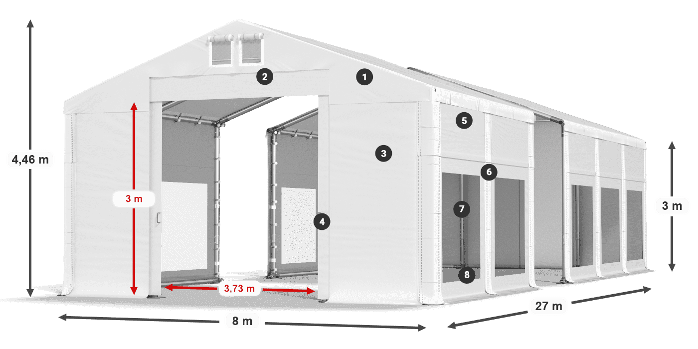 Strecha: MS 580 PVC Steny: MS 580 PVC 3m legenda