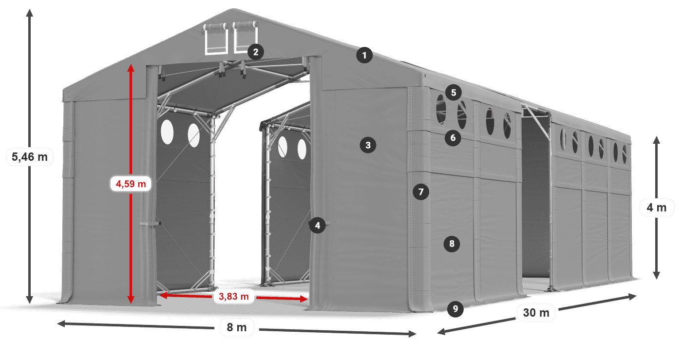 Strecha: SD 560 PVC Steny: FR O 620 PVC legenda 4 m