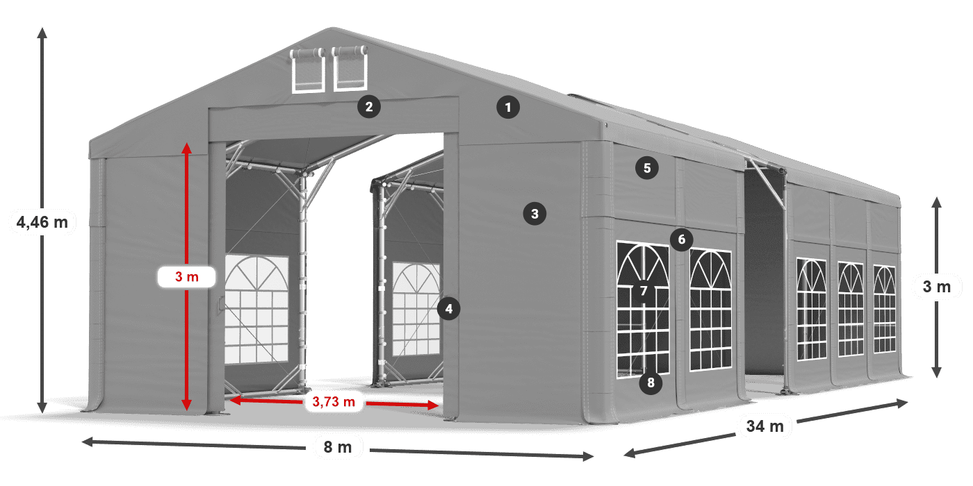 Strecha: FR 620 PVC Steny: SD 500 PVC 3m legenda