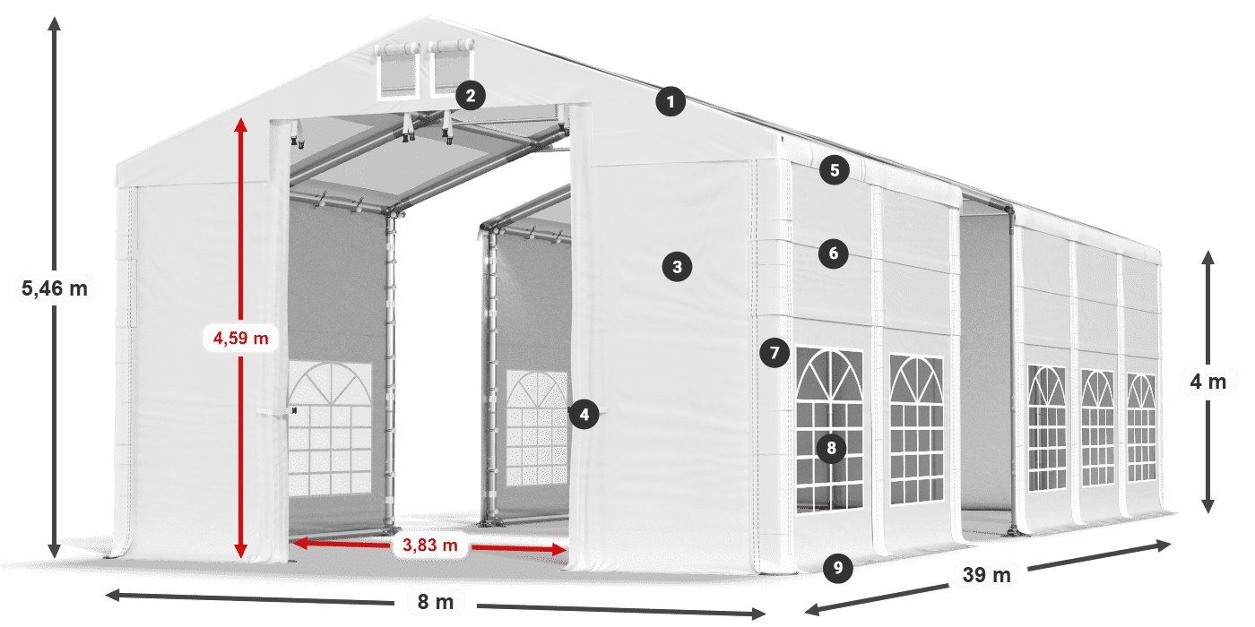 Strecha: MS T 580 PVC Steny: SD 500 AND PVC 4 m legenda