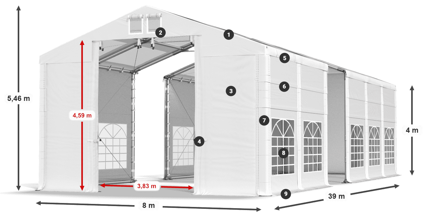 Strecha: MS T 580 PVC Steny: SD 500 AND PVC 4 m legenda