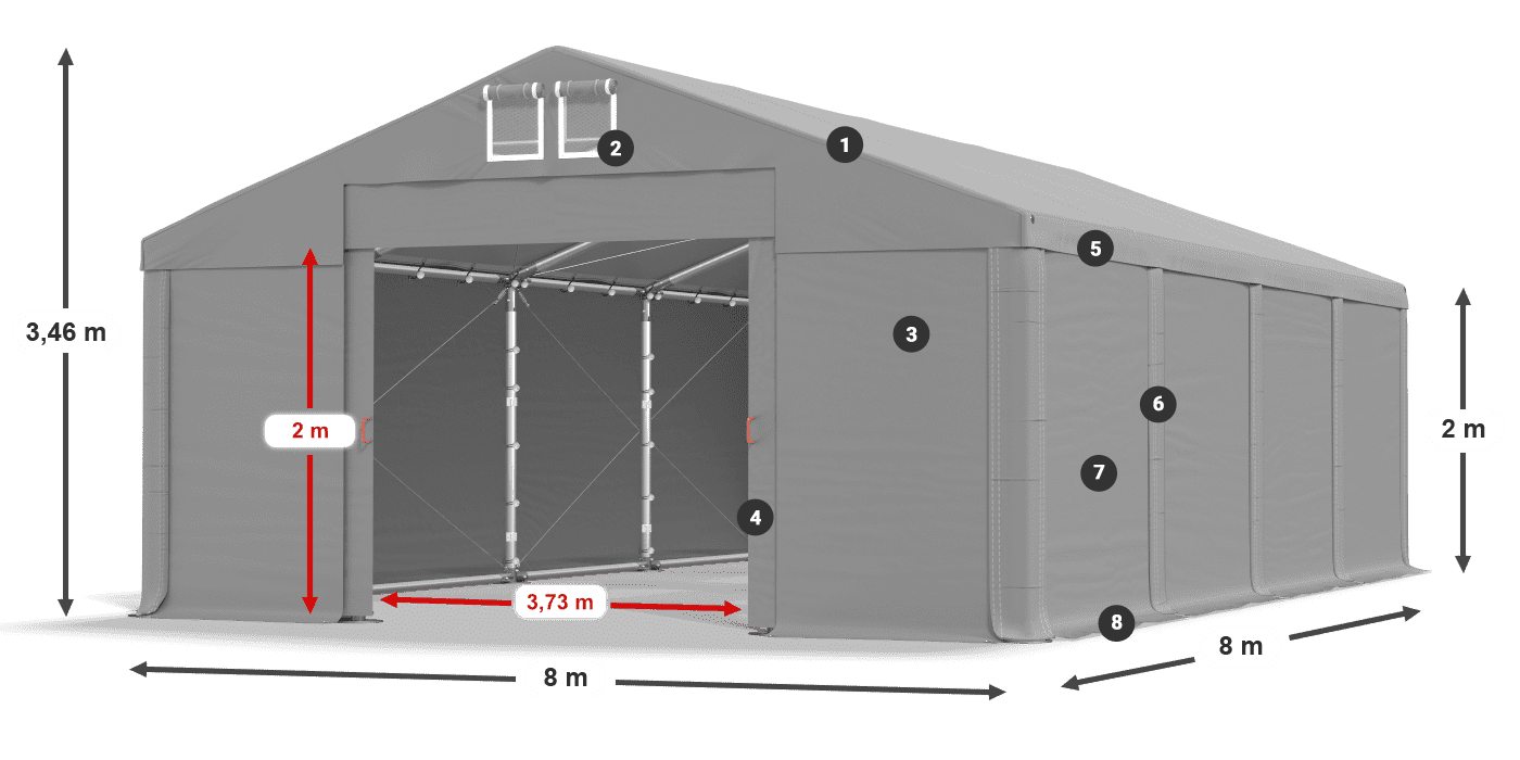 Strecha: FR 620 PVC Steny: SD 580 PVC 2 m legenda