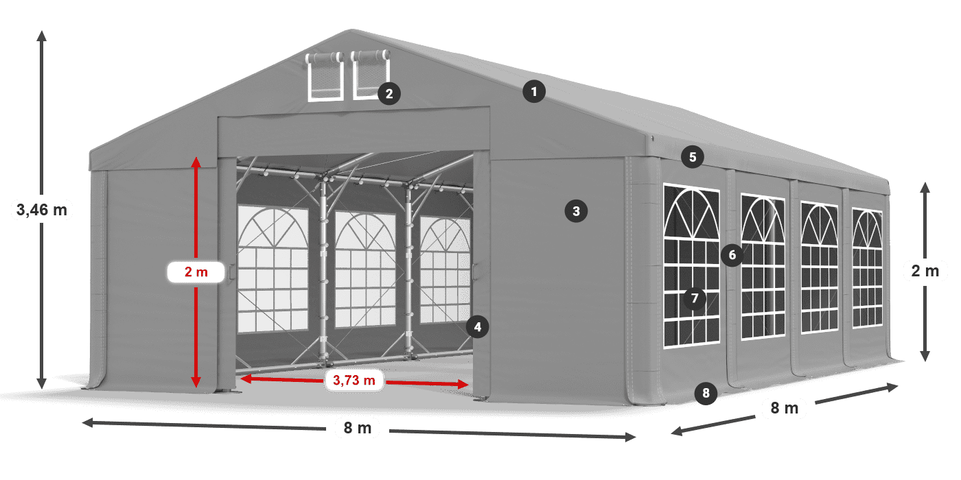 Strecha: FR 620 PVC Steny: SD 500 PVC 2 m legenda