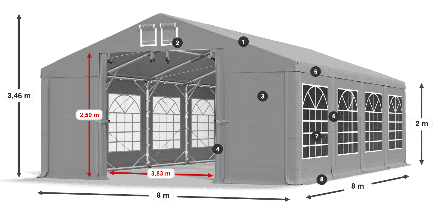 Strecha: FR 620 PVC Steny: SD 500 PVC 2 m legenda