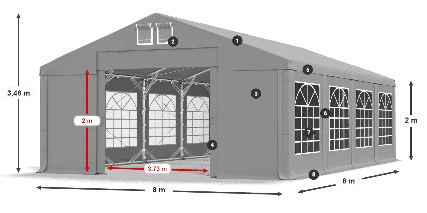 Strecha: FR 620 PVC Steny: SD 500 PVC 2 m legenda