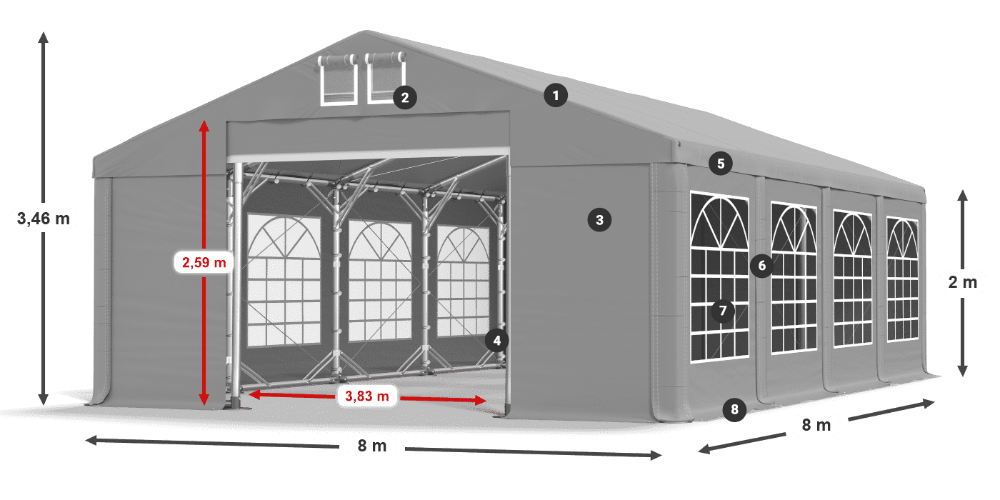 Strecha: FR 620 PVC Steny: SD 500 PVC 2 m legenda