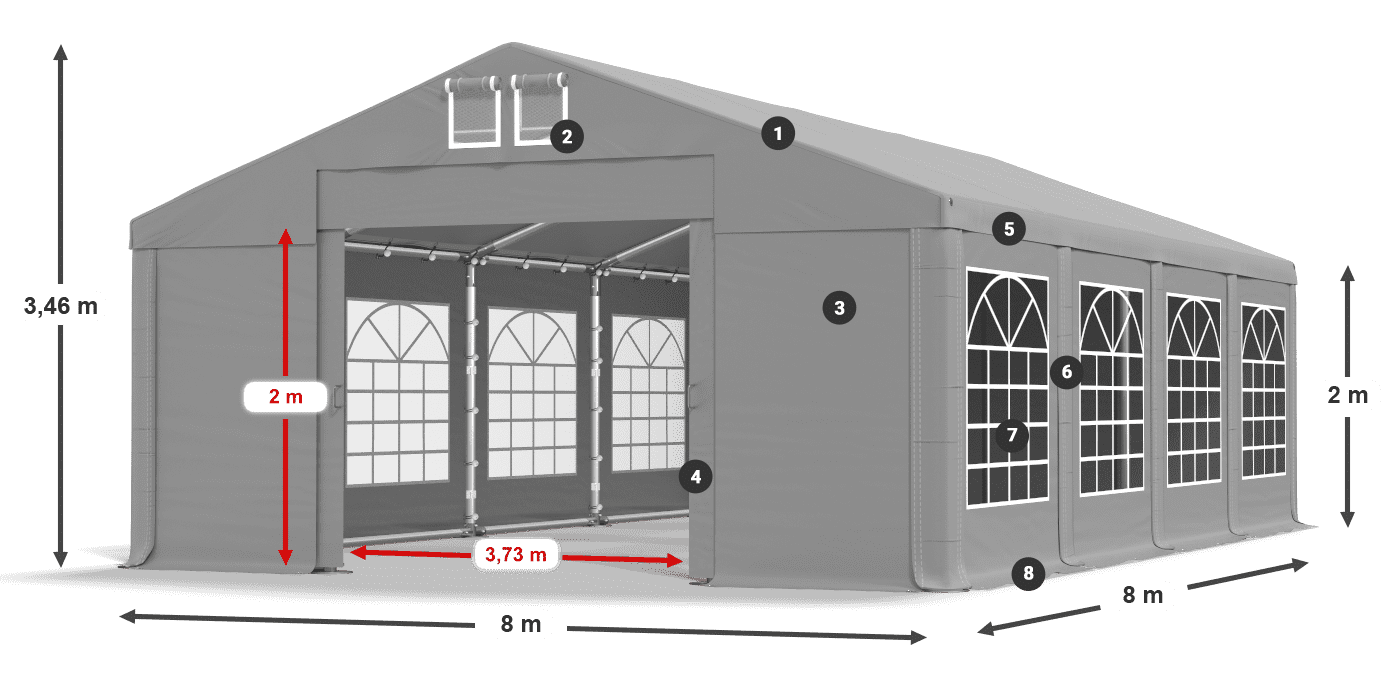 Strecha: FR 620 PVC Steny: SD 500 PVC 2 m legenda