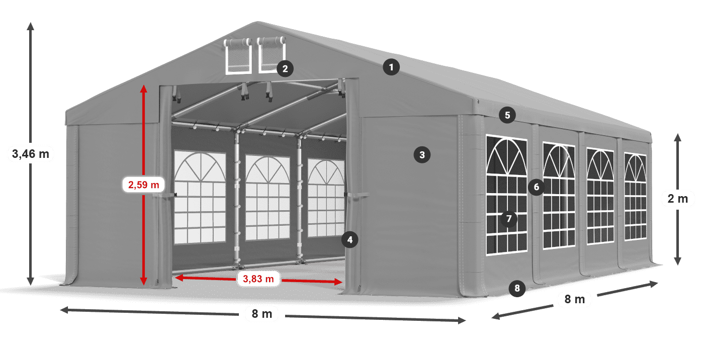 Strecha: FR 620 PVC Steny: SD 500 PVC 2 m legenda