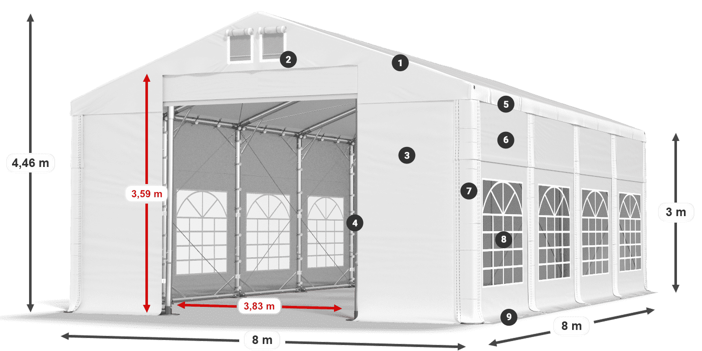 Strecha: SD 560 PVC Steny: FR 620 PVC legenda 3m