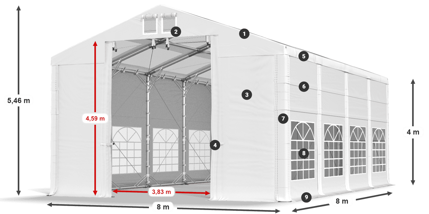 Strecha: MS T 580 PVC Steny: SD 500 AND PVC 4 m legenda