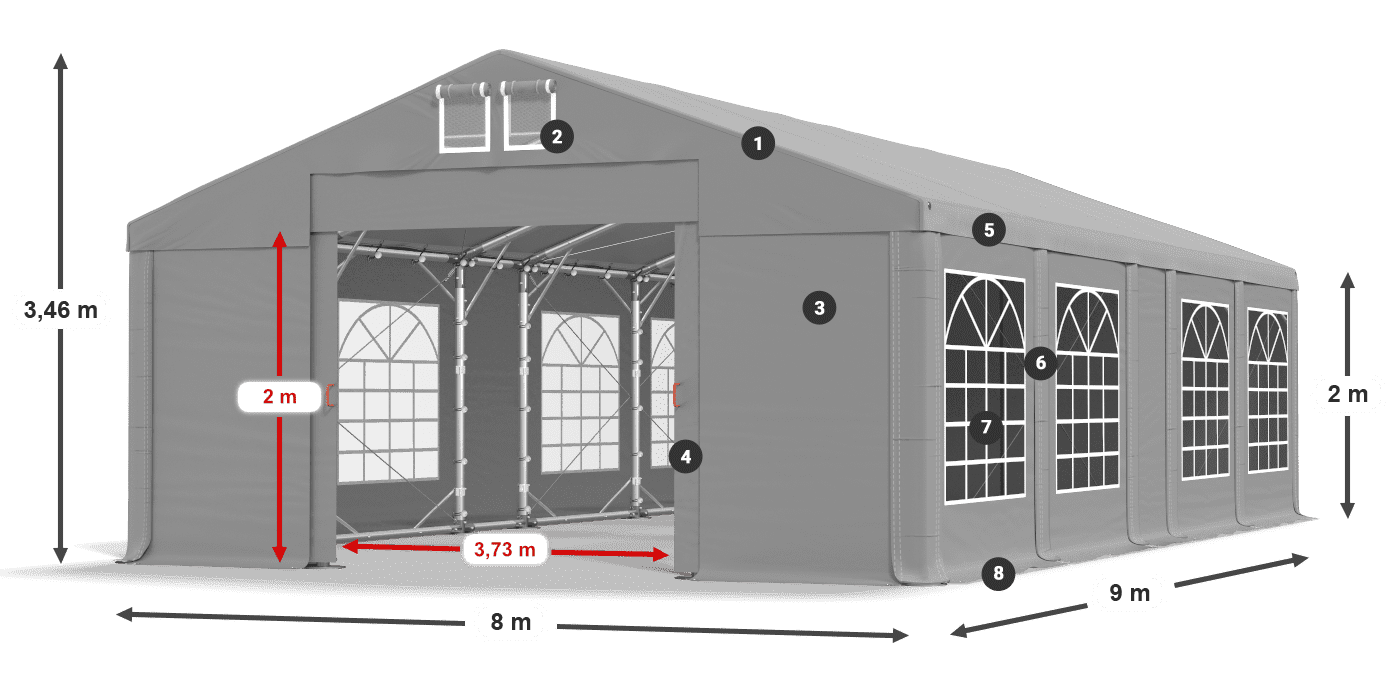 Strecha: FR 620 PVC Steny: SD 500 PVC 2 m legenda