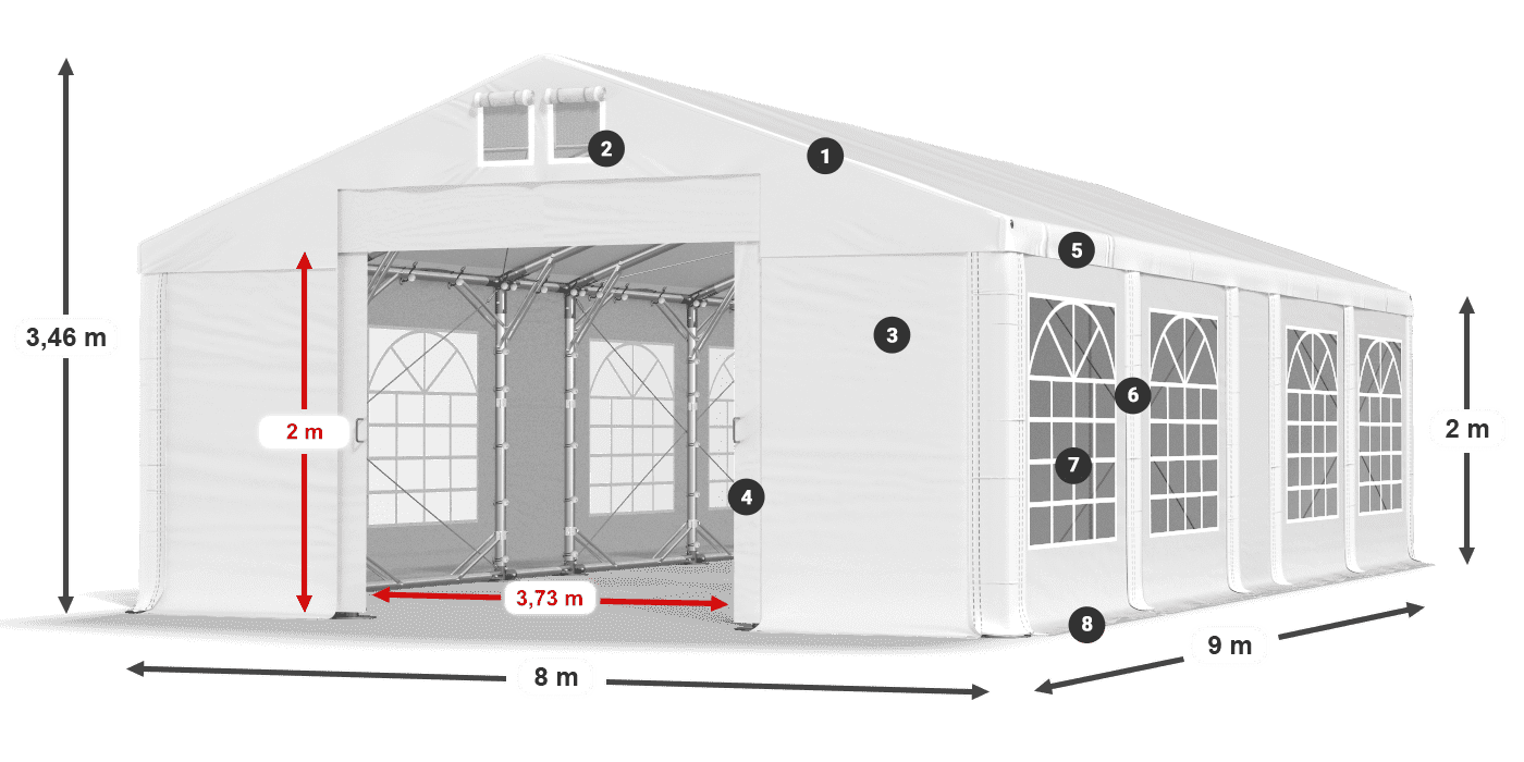 Strecha: FR 620 PVC Steny: SD 500 PVC 2 m legenda